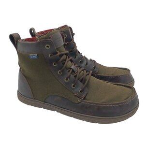 Lems Boulder Boot Shoes Mens Size 14 Olive Brown Canvas Leather Hiking Zero Drop